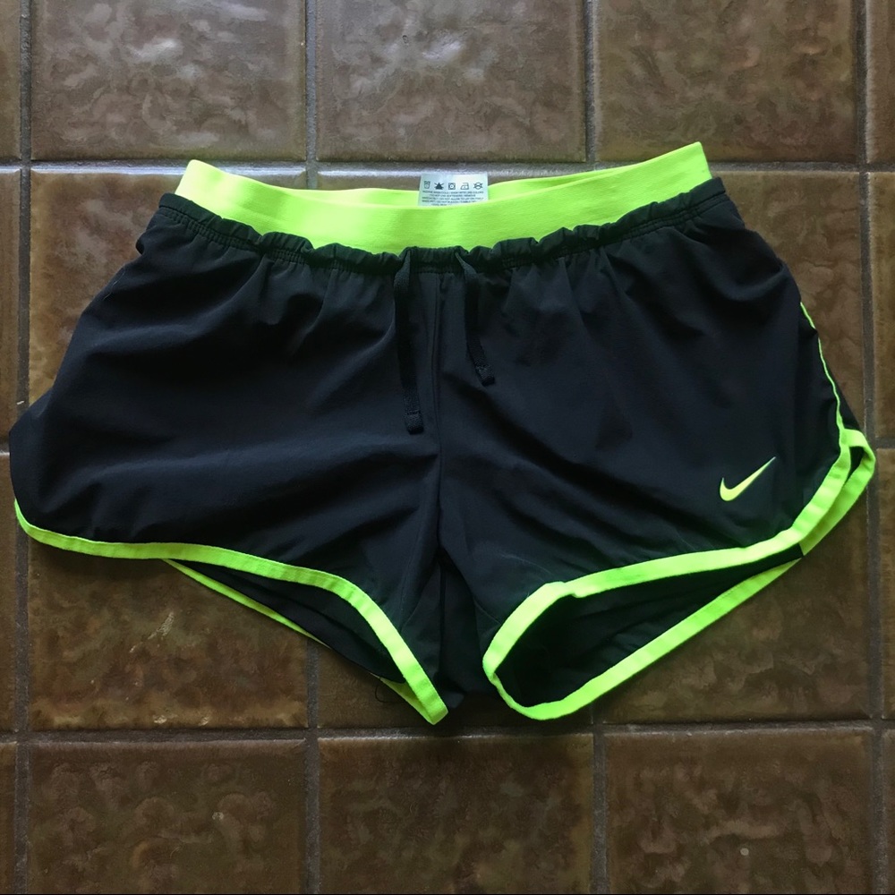 Nike Dri-fit Black and Neon Running Shorts